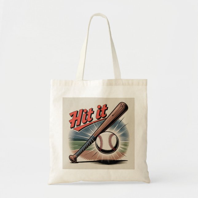 Tote Bag Baseball vintage "Hit It" Sports rétro (Devant)