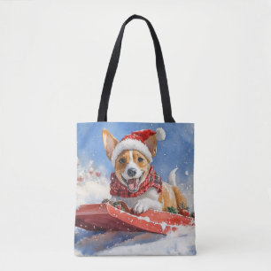 Tote Bag Basenji Chien en Traîneau Qu'il neige Noël