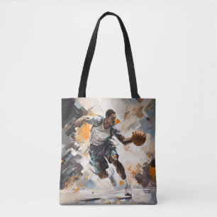 Tote Bag Basket-ball Action Sport Peinture Art Déco Abstrai
