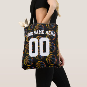 Tote Bag Basket-ball bleu orange jaune personnalisé Sports