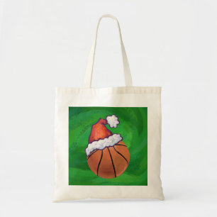 Tote Bag Basket-ball de Santa Hat sur Green