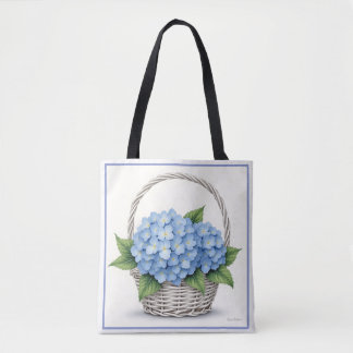 Tote Bag Basket of Blue Hydrangeas