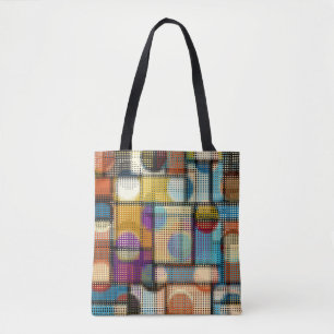 Tote Bag Basse bâtisse en poly pixel, motif géométrique.