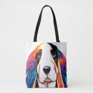 Tote Bag Basset Hound Chien Nature sauvage Animal Peinture