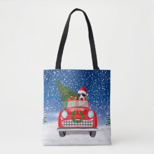 Tote Bag Basset Hound Dog Driving Car In Snow Christmas 