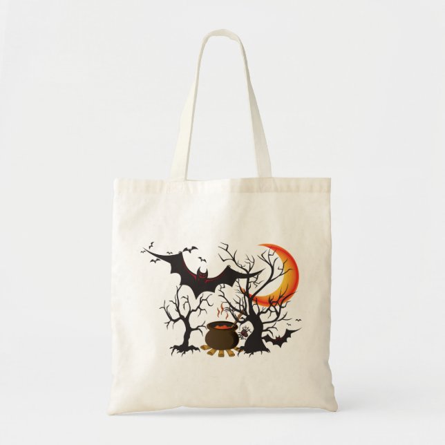 Tote Bag Bat Moon et Cauldron Trick ou Treat Bag (Devant)