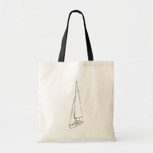 Tote Bag Bateau à voile. Croquis en noir et blanc.