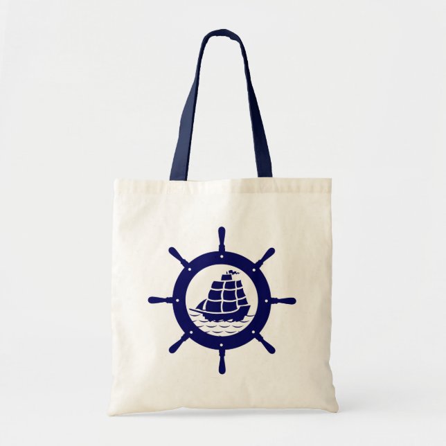 Tote Bag Bateau bleu marine (Devant)