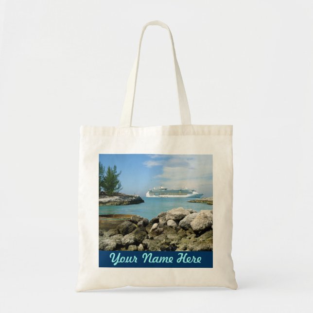 Tote Bag Bateau de croisière à CocoCay Nom personnalisé (Devant)