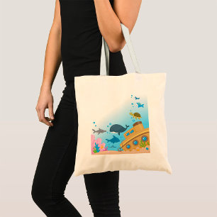 Tote Bag Bateau Et Poisson Ensoleillés