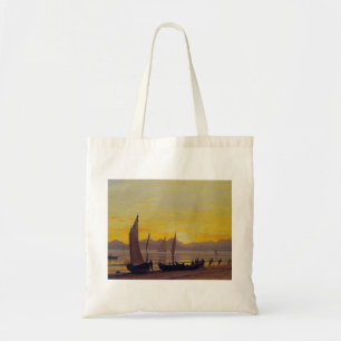 Tote Bag Bateaux à terre au coucher du soleil, Albert Biers