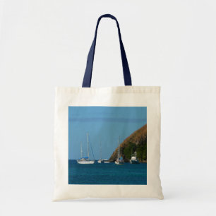 Tote Bag Bateaux à voile dans la baie Blancs et Bleus Nauti