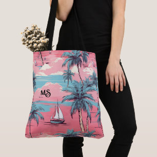 Tote Bag Bateaux à voile et palmiers