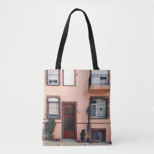 TOTE BAG BÂTIMENT EN BÉTON ROSE ET ROUGE