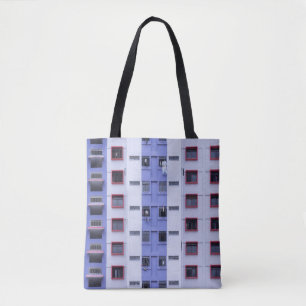 Tote Bag Bâtiment haut bleu et blanc
