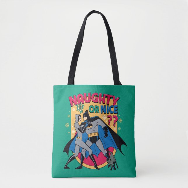 Tote Bag Batman | Catwoman Under Mistletoe Naughty Or Nice (Devant)