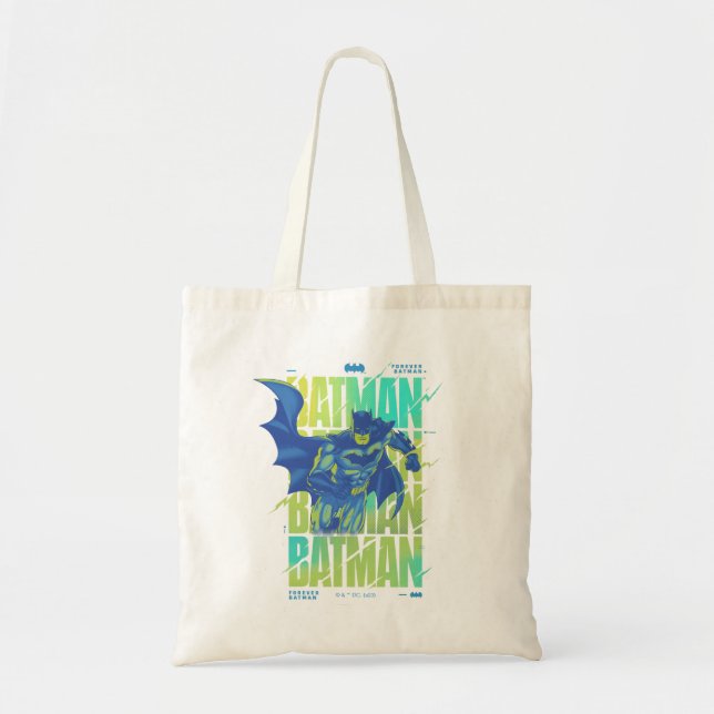 Tote Bag Batman Électrique Qui Traverse La Typographie (Devant)
