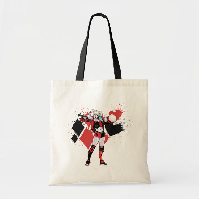 Tote Bag Batman | Harley Quinn Hearts & Diamonds Splatter (Devant)