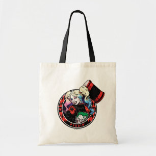 Tote Bag Batman Harley Quinn Winking With Mallet