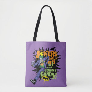 Tote Bag Batman   Joker's Goblin' Up All of Gotham's Candy