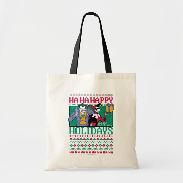 Tote Bag Batman | Joyeuses fêtes Joker & Harley Quinn (Devant)
