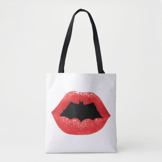 Tote Bag Batman Valentine | Lèvres de chaume (Devant)