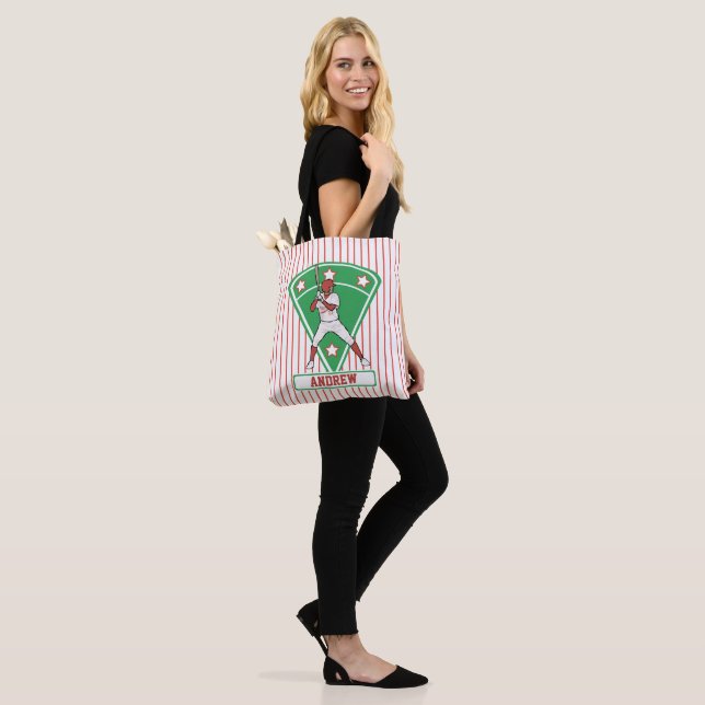 Tote Bag Batterie de baseball personnalisée Star Rouge (Sur le modèle)
