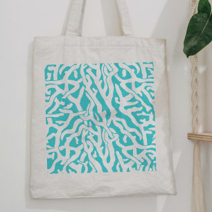 Tote Bag Beach Coral Reef Motif Nautique Blanc Bleu