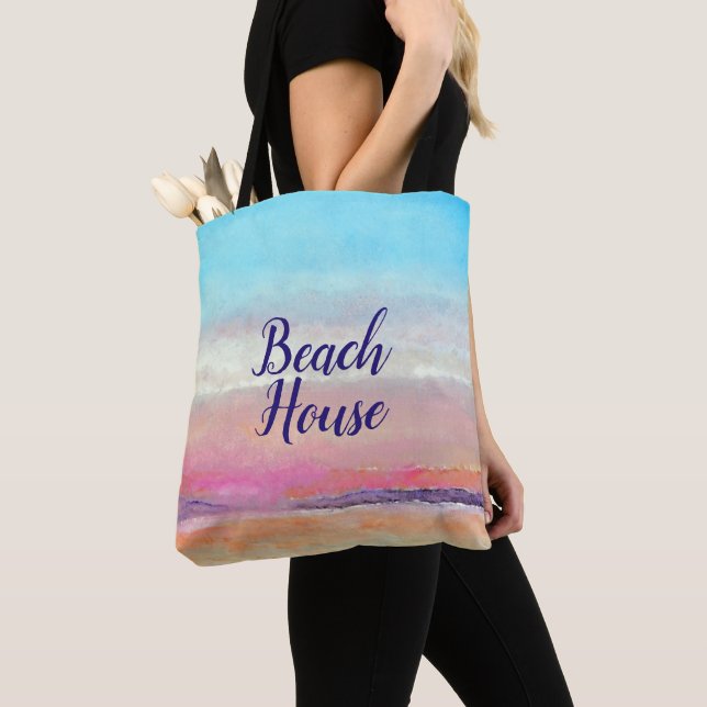 Tote Bag Beach House Pastel Sunset Fourre-tout (De près)