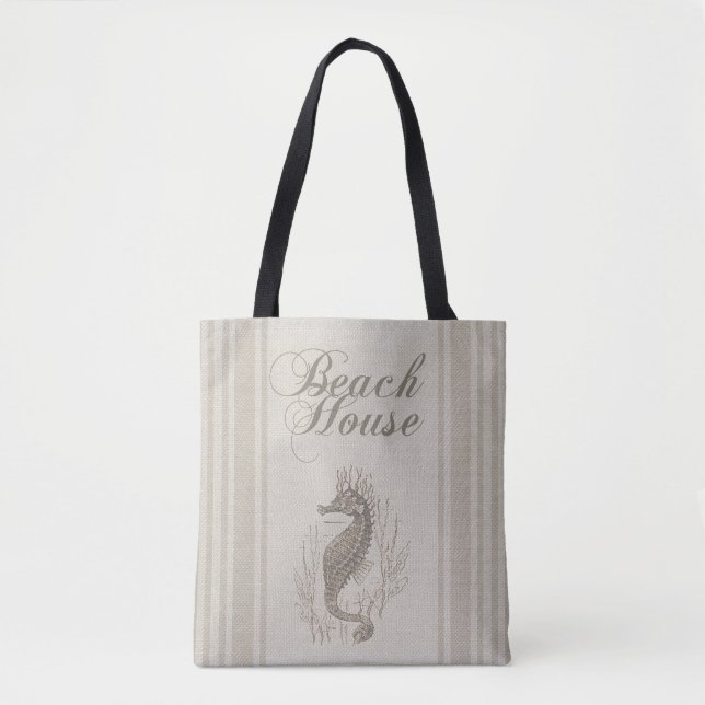 Tote Bag Beach House Seahorse Seashore (Devant)