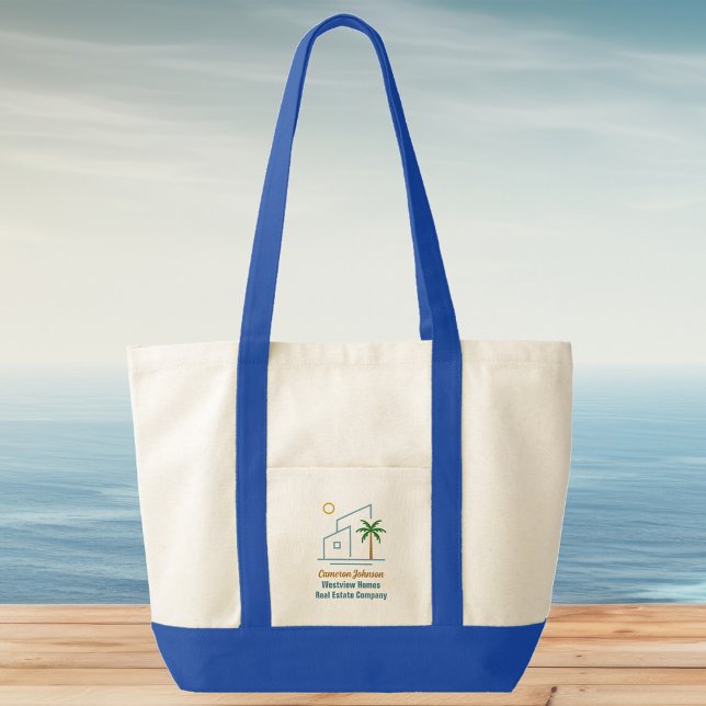 Tote Bag Beach Real Estate Company Custom Coastal Realtor (Créateur téléchargé)