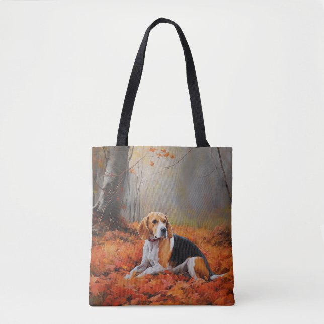 Tote Bag Beagle en automne Leaves automne Inspire (Devant)