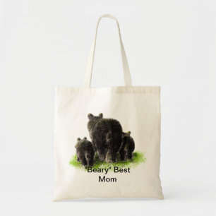 Tote Bag "Béary" Meilleur Humour de maman avec aquarelle Ou