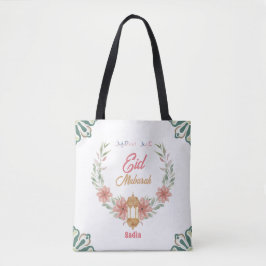Tote Bag Beau Aïd Moubarak |Fleurs Ramadan Avec Lampe