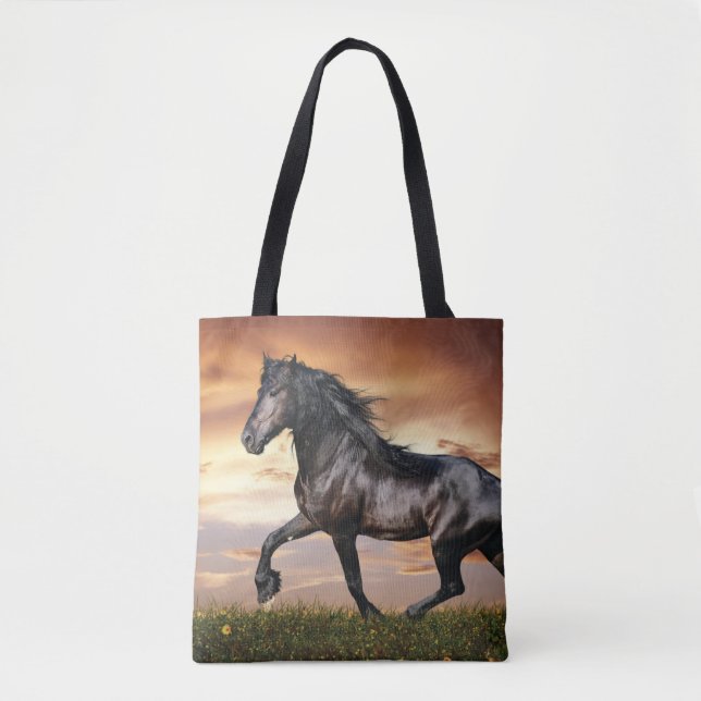 Tote Bag Beau Cheval Noir (Devant)