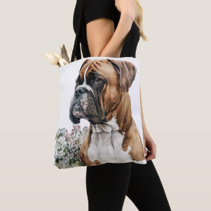 TOTE BAG BEAU CHIEN MAJESTIQUE BROWN ET BLANC BOXER
