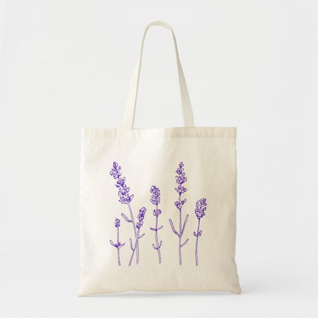 Tote Bag Beau Dessin botanique Fleur de Lavande (Devant)