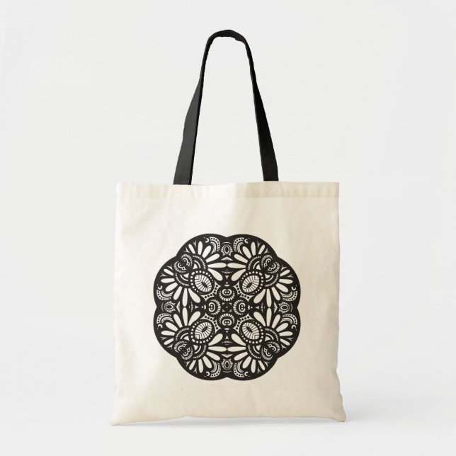 Tote Bag Beau griffonnage de carré noir de Deco (Devant)