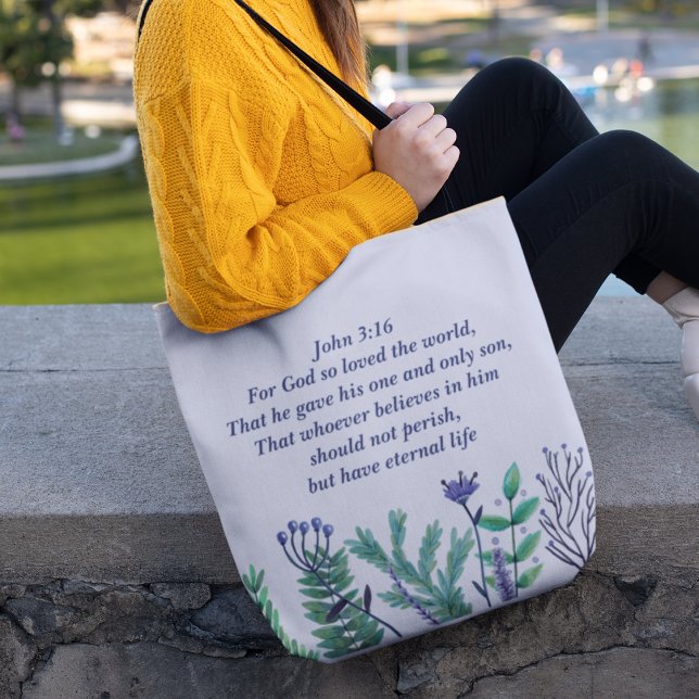 Tote Bag Beau Jean 3:16 Car Dieu si aimé le monde (Créateur téléchargé)