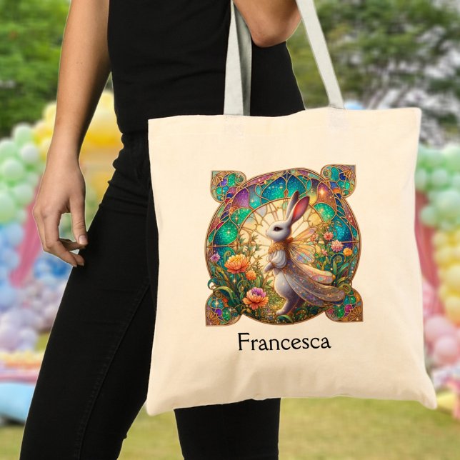 Tote Bag Beau Lapin En Verre Tiré Personnalisé Pâques (Créateur téléchargé)