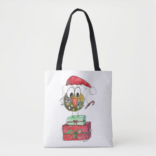 Tote Bag Beau Oiseau de Noël Whimsical (Devant)