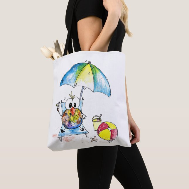 Tote Bag Beau Oiseau Whimsical sur la plage (De près)