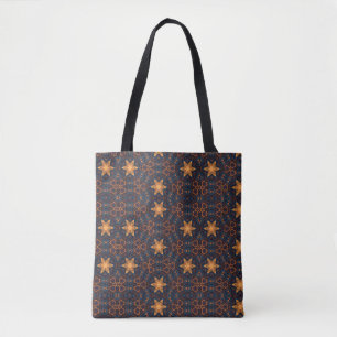 Tote Bag Beau or Flower Stars Bleu noir