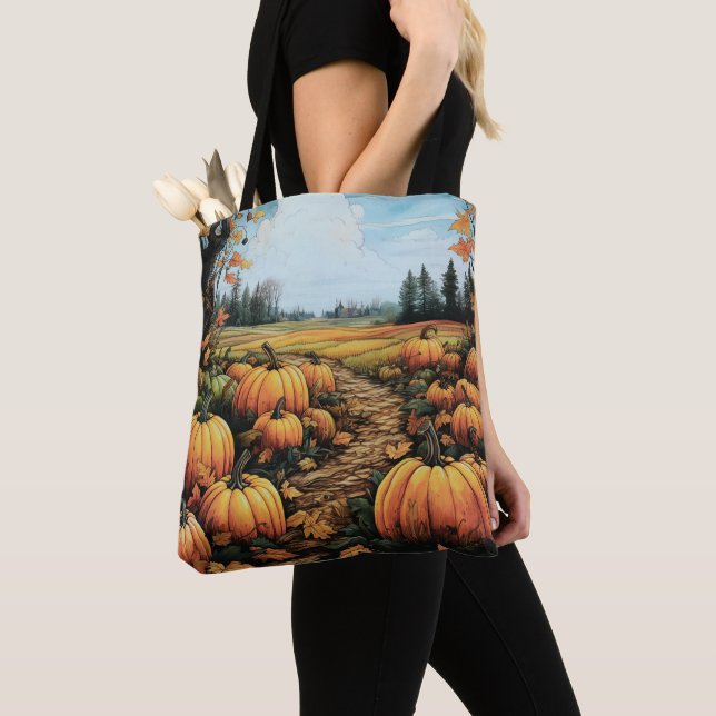 Tote Bag Beau Patch Citrouille Halloween (De près)