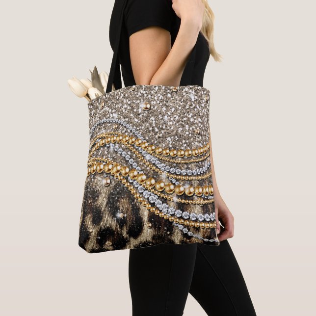 Tote Bag Beau Poster de animal tendance Leopard Faux (De près)