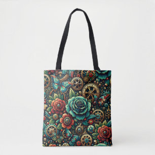Tote Bag Beau Steampunk Gears à thème et Roses