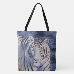 Tote Bag Beau tigre blanc aux yeux bleu cristal