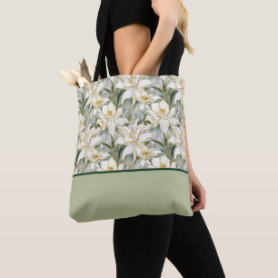 Tote Bag Beau Verre blanc Lily, Bloc de couleur
