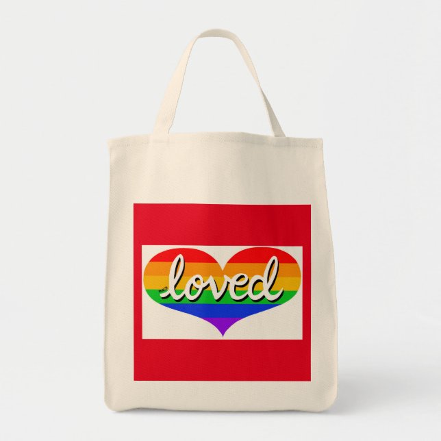 Tote Bag BEAUCOUP AIMÉ - Coeurs d'amour arc-en-ciel - bio (Devant)