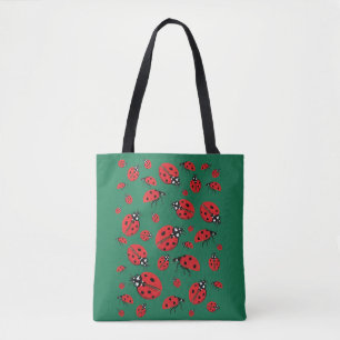 Tote Bag Beaucoup de Ladybugs Lucky Motif Green